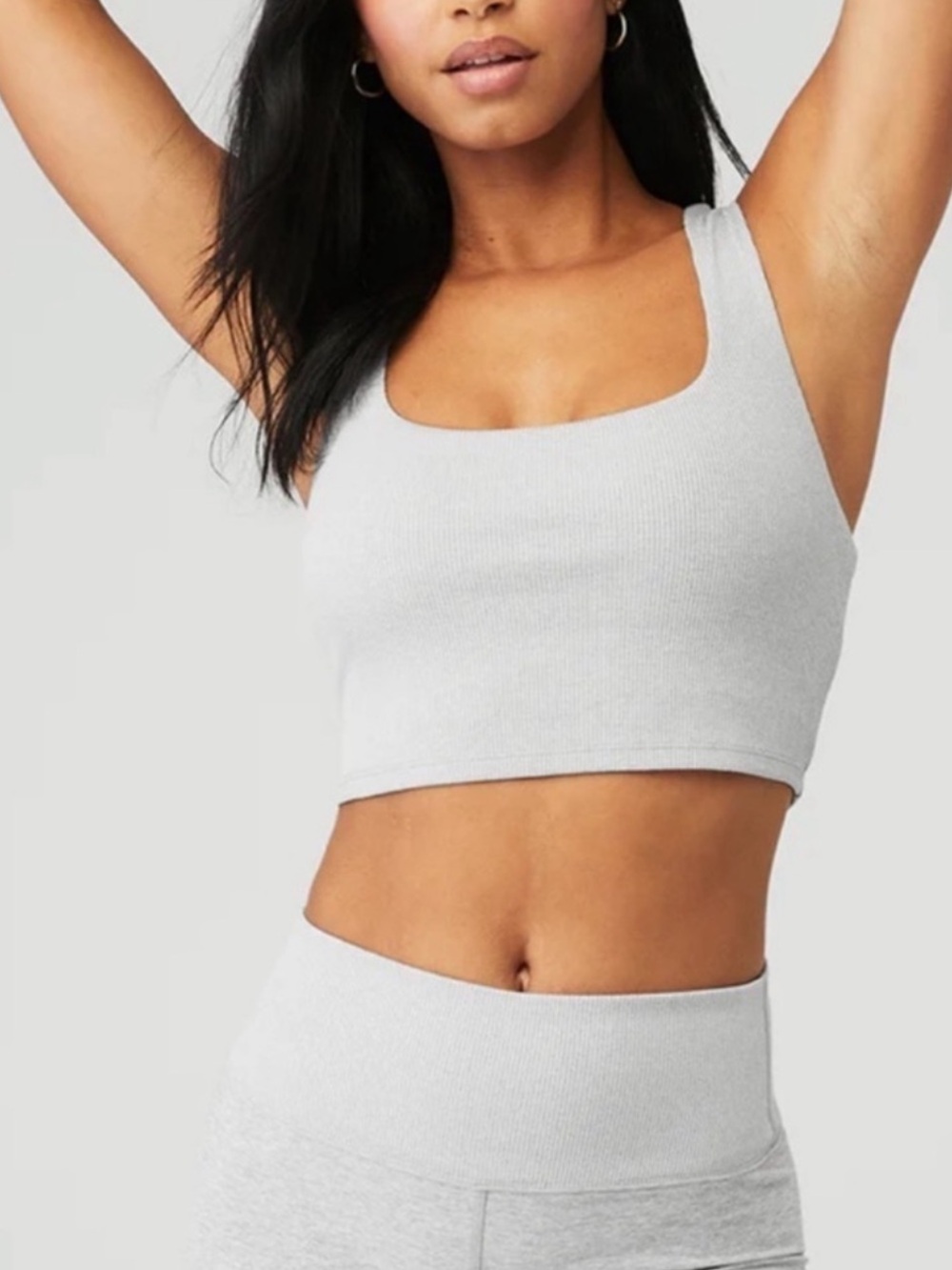 ALO Yoga Alosoft Ribbed Chic Bra Tank Heather Gray Small W9361R